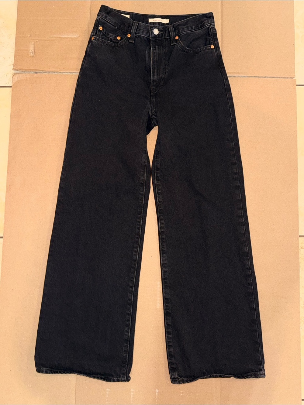 Levi’s Ribcage Wide Leg Jeans Black Size 27 High Rise Like New - Picture 3 of 14